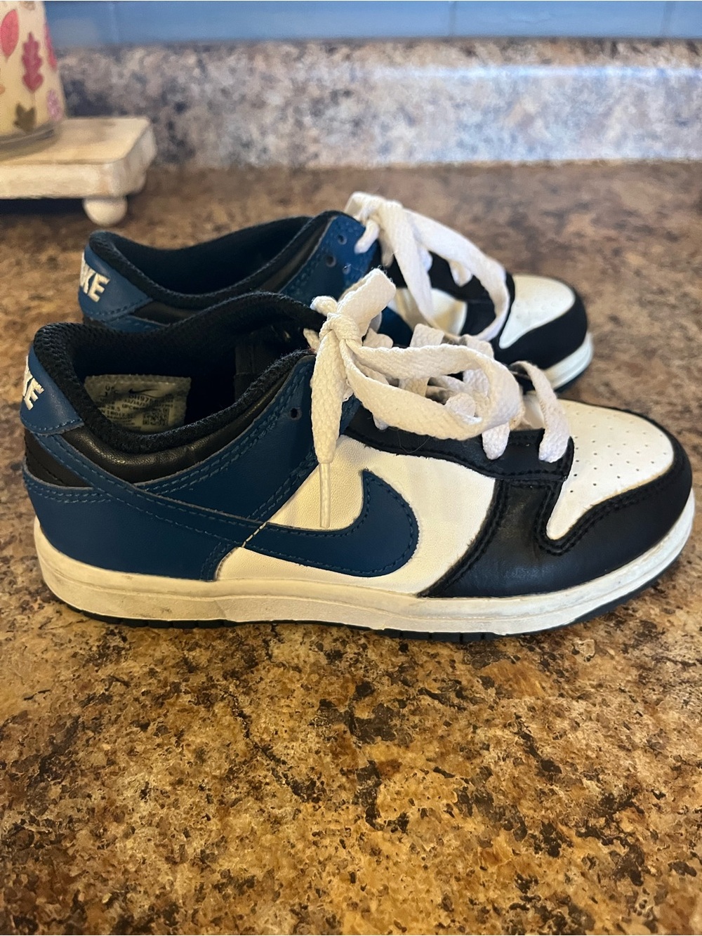 Nike Kids Low-Top Sneakers in White, Black & Blue